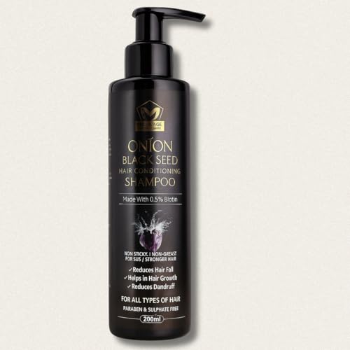 Onion Black Seed Hair Conditioning Shampoo with Biotin – Anti Hair Fall & Hair Growth, Paraben & Sulphate Free, 200 ml