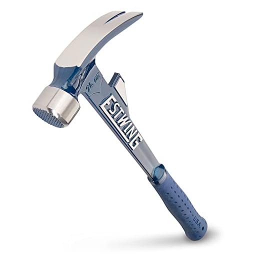 Estwing Hammertooth Hammer - 24 oz Long Handle Straight Rip Claw with Milled Face & Shock Reduction Grip - E6-24TM , Blue