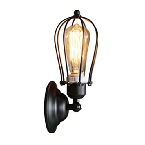 Lampe murale rétro noir et rouille en métal industriel avec porte-lampe réglable