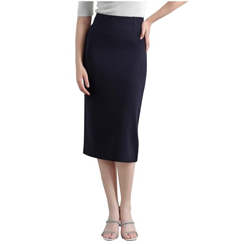 HGps8w Bodycon Pencil Skirt for Women - Basic Stretchy High Waisted Below Length Midi Skirts for Busines Casual Office
