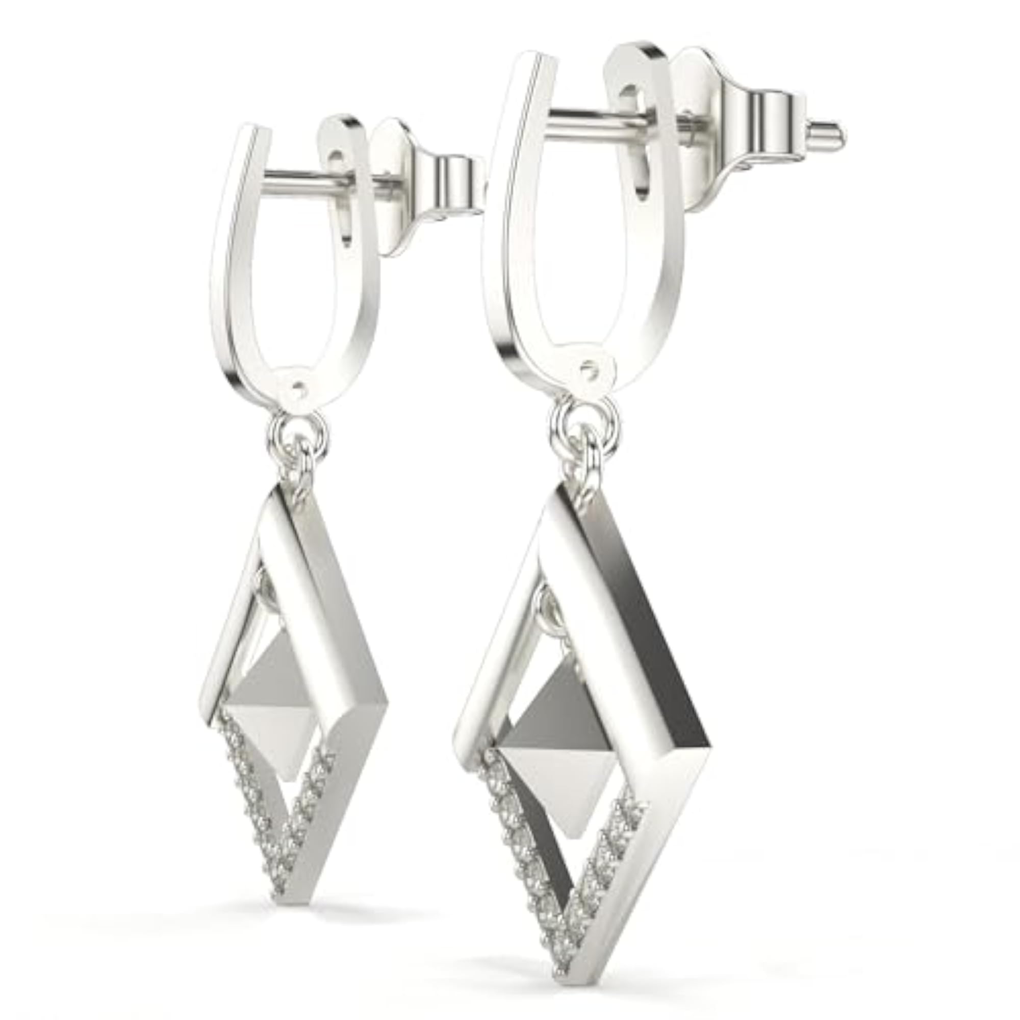 Women's Sterling Silver 0.17cts Certified Lab Grown Diamond Earrings, White