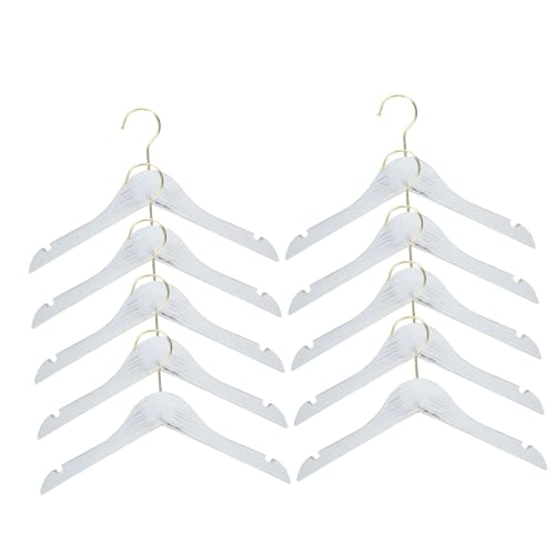 OHPHCALL 10Pcs Wooden Hangers Non Slip Clothes Organizer for Closet Hangers for Boys and Space Saving Prevent Wrinkles and Sagging