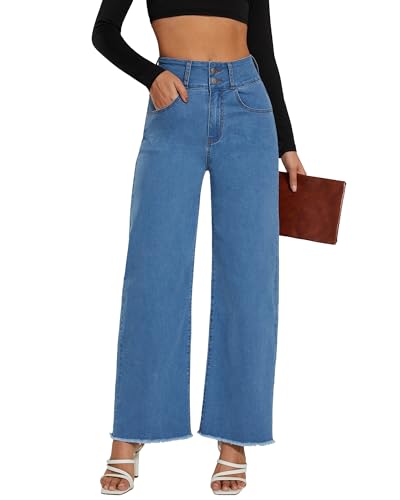 CROSS1946 Women's High Waisted Wide Leg Jeans Straight Leg Trendy Denim Pants