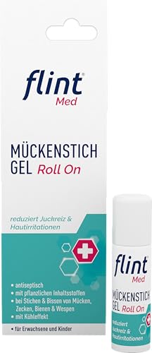 flint Med Mückenstich Gel Roll On – Reduziert Juckreiz & Hautirritationen, antiseptisch, mit Kühleffekt und pflanzlichen Inhaltsstoffen, für Erwachsene und Kinder