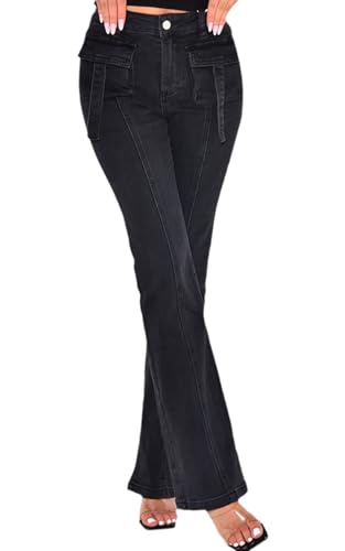 Women's Casual Straight Leg Jeans High Waist Stretchy Classic Denim Pants with Pocket