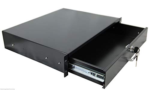 Raising Electronics New 2U / 3U / 4U Drawer Rack Mount DJ 19'' Rack Case Equipment Deep Drawer Key Lockable (2U)