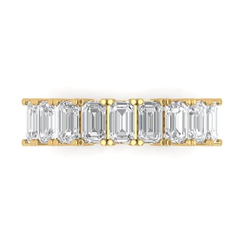 2.61 ct Brilliant Emerald Cut Created Clear Diamond 14k White Gold Eternity Designer Bridal Wedding Band Ring