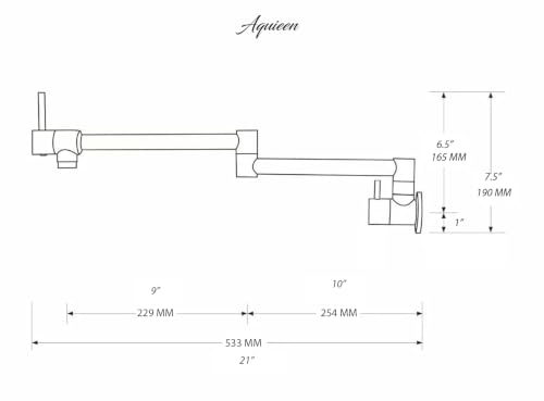 Image of Aquieen Wall Mounted Pot Filler Kitchen Faucet | Premium Brass Construction | Dual Valve Double Joint Swing Arm | 360 Rotating Folding Tap | Leak-Proof Ceramic Cartridge | Chrome