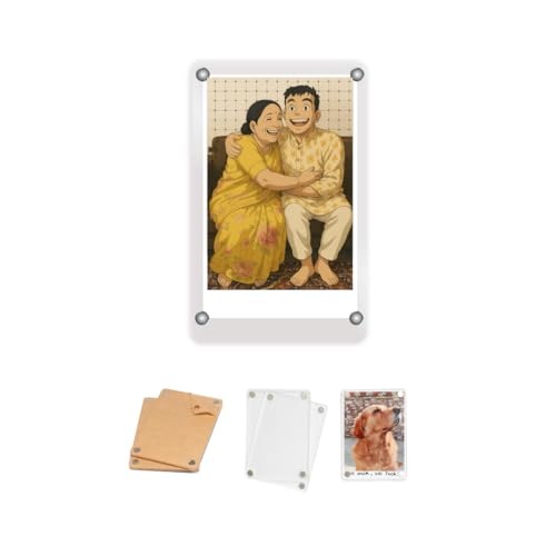 Image of Premium Magnetic Acrylic Photo Frames for Instant Print | 3.5x2.5 Inch | Fridge Magnet Photo Frame | Customizable Gift | Clear Magnetic Frame - Set of 1