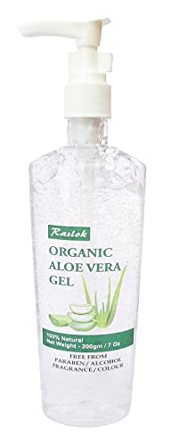Raslok Aloe Vera Gel | Pure & Natural Organic Aloe Gel | For Moisturizing Face Skin & Hair Care | Durable Moisturizing Hydrating Soothing After Sun Repair Non-Sticky - 7 Oz - 200gm (Natural)