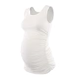 ZUMIY Schwangere Top, Maternity-Shirt Schwangerschaft Stilltop, Frauen Baumwoll Rundhals Rüschen Taille Mutterschaft Unterwäsche
