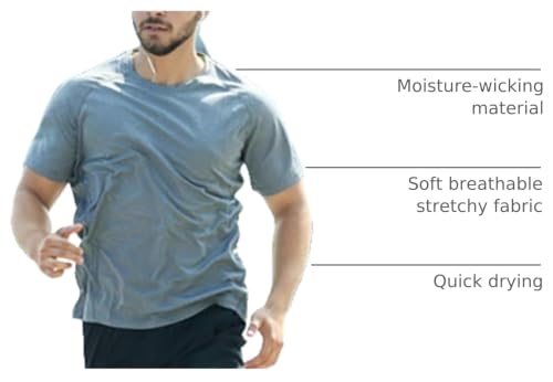 Image of Workout Shirts for Men Short Sleeve Quick Dry Gym T Shirt