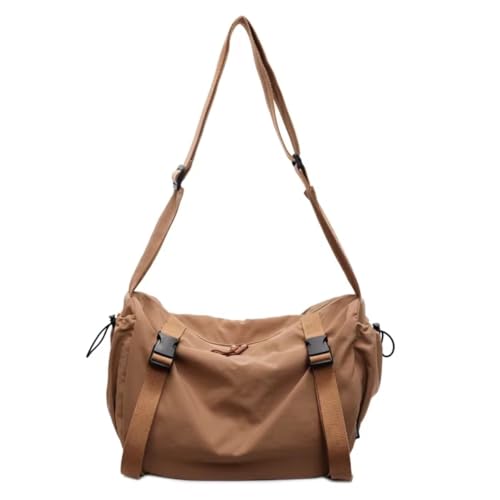 ALWY Bolsa de ombro feminina de lona com zíper bolsa transversal para trabalho, uso diário (Marrom)