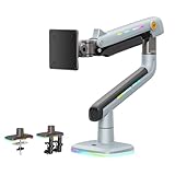 NB Gaming Monitor Arm or for 32 to 60 Inches Screen, Load up to 20 kg, VESA 75/100, RGB-Light, Heavy Duty, Multi Angle Adjustable, Premium Aluminum, Lake Blue