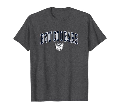 Elite Authentics BYU Cougars Arch Over Dark Heather Unisex-Adults T-Shirt