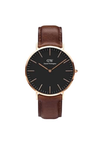 Daniel Wellington Classic Bristol 40mm Men's Watch, DW Classic Leather Rose Gold Watch for Men
