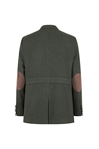 Mens Wool Tweed Shooting Jacket Hunting Blazer Smart Casual Elbow Patch Olive - Khaki 38 - Thumbnail 5