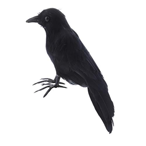 Homyl Halloween preto de penas corvo realista decorações pássaros estátua modelo (1 peça)