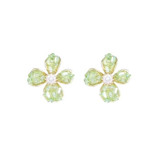 JINSHENGXIN Summer Earrings Niche Design Earrings Fresh Gradient Color High-end Exquisite Crystal Flower Earrings