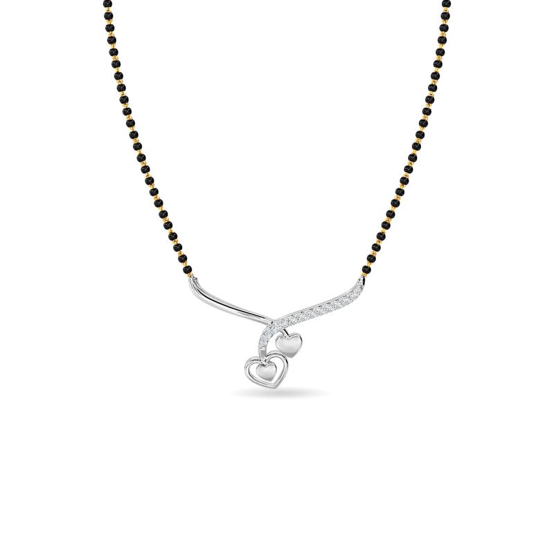 Image of KISNA JEWELS 18K BIS Hallmark Pure White Gold & SI Real Diamond Mangalsutra For Women