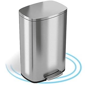 iTouchless SoftStep 13.2 Gallon Step Trash Can with Odor Filter & Removable Inner Bucket, Stainless Steel, 50 Liter Garbage Bin for Kitchen or Office
