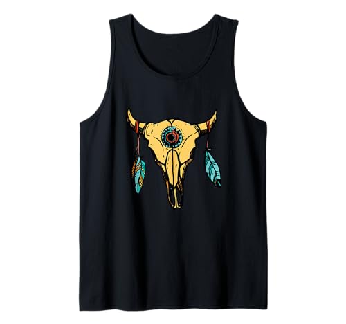 Regalo nativo americano animal art bisonte tatanka buffalo skull camiseta sin mangas