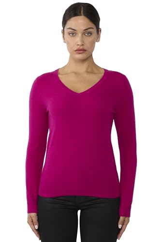 Image of JENNIE LIU Women's 100% Pure Cashmere Long Sleeve Pullover V Neck Sweater