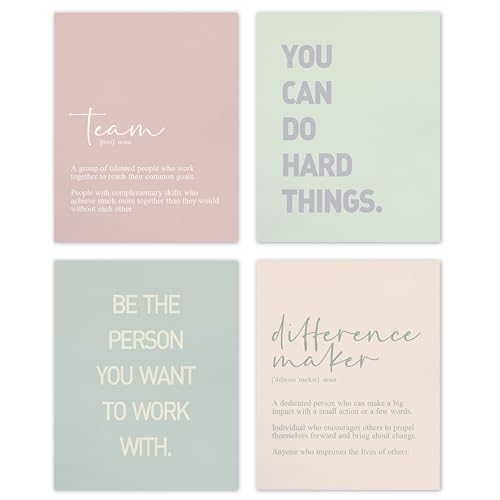 Decoración de pared motivacional con 4 láminas pastel para oficina