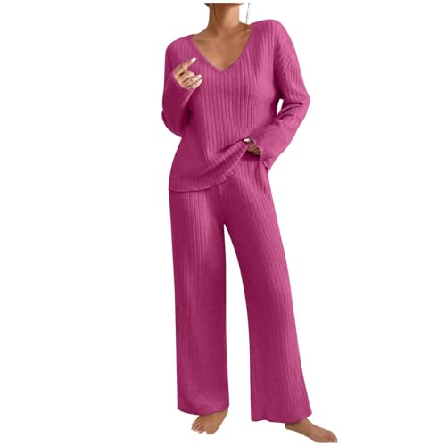 Pyjama femme col en V en maille douce Tomwell ensemble loungewear de luxe