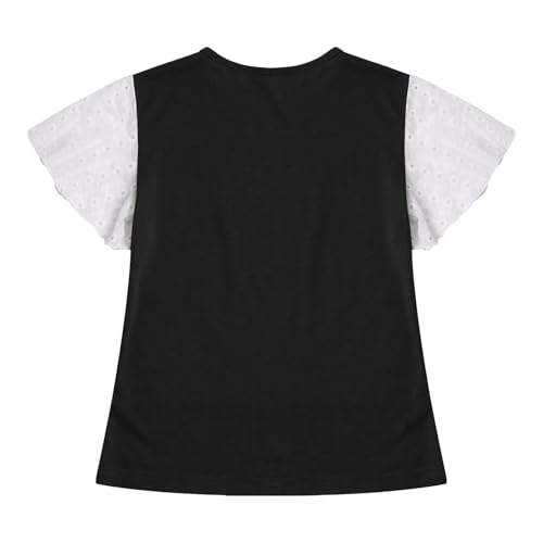 Girls Ruffle Sleeve Shirts Summer Crewneck Eyelet Tee Tops Toddler Girls Casual Cute Blouse Teens Solid Summer Clothes4