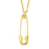 [ブランド名：2PIECES] シルバー ステンレス シンプル ネックレス メンズ 安全ピン アクセサリー 45ｃｍ＋5ｃｍのステンレスチェーン付[カラー：ゴールド] pe2226-gd