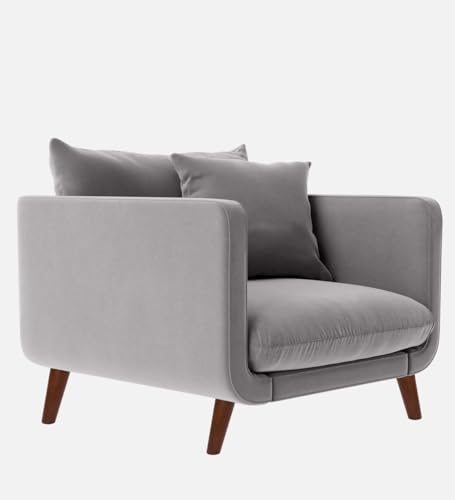 Image of Rejol Velvet 1-Seater Sofa Luxurious Comfort for Living Rooms and Offices (Grey, Armchair)