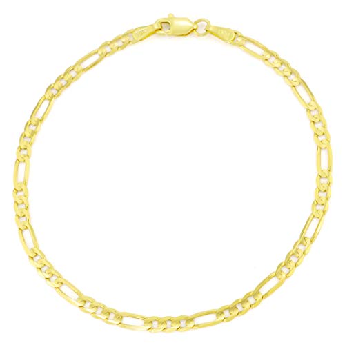 Nuragold 10K Yellow Gold 2.5Mm Figaro Chain Link Bracelet Or Anklet, Womens Jewelry 7" 7.5" 8" 8.5" 9" - Real Gold Jewelry #TOP29