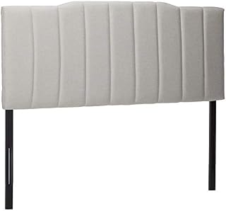 Zinus Satish Upholstered Channel Stitched Headboard in Light Grey, Full