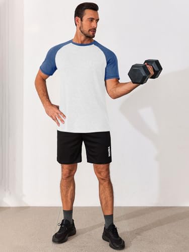 Image of Runcati Mens Casual Slim Fit T Shirts Raglan Short Sleeve Crewneck Baseball Tees Color Block Workout Fashion Shirt