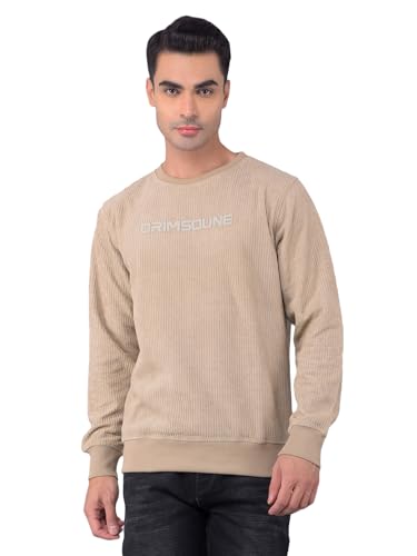 Image of Crimsoune Club Men's Beige Typographic Print Knitted Sweatshirt