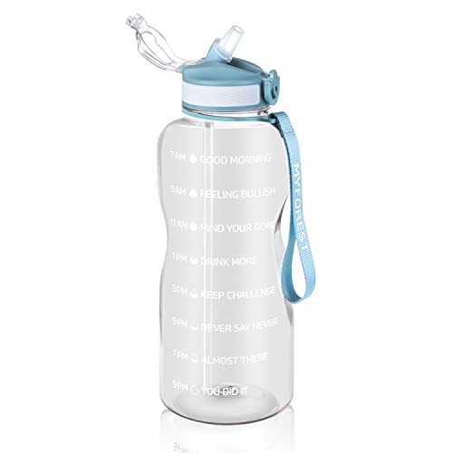 MYFOREST Bouteille d'eau de sport 2,2 L blanche transparente Cover