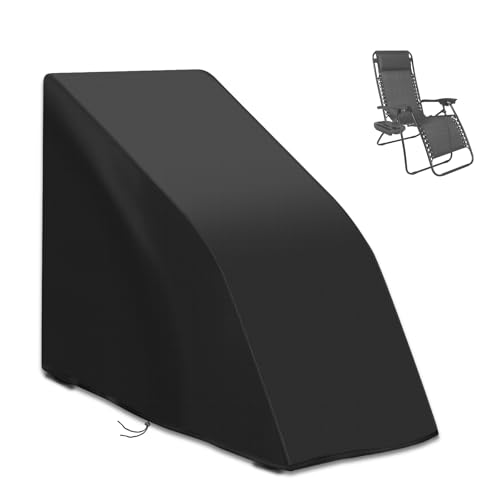 Fizentia Zero Gravity Chair Cover Waterproof Folding Lawn Lounge-Chairs Covers Outdoor Relaxing Lounge Chair-Covers Dustproof Chair-Cover fits Most Folding Recliners-Black 58Lx26Wx44H