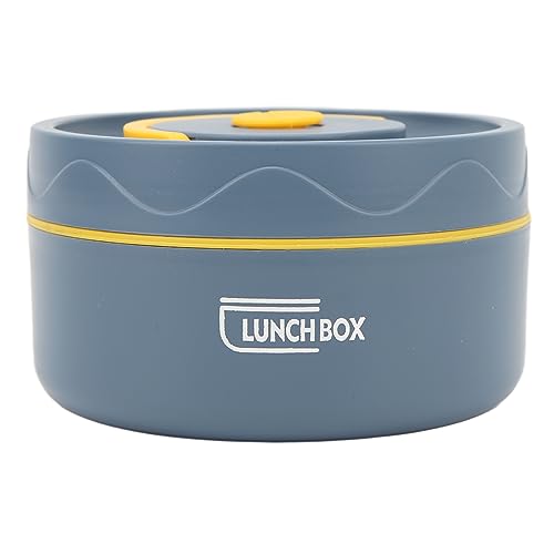 Fiambrera térmica 420 ml 304 acero inoxidable doble capa portátil redonda almuerzo térmica azul oscuro tipo microondas Niños adultos Niños Escuela Oficina al aire libre