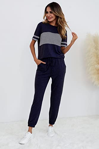 PRETTYGARDEN Women's Two Piece Sets 2025 Summer Spring Jogger Pants Travel Vacation Lounge Outfits Airplane Matching Clothes