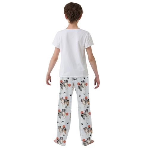 ZZKKO Australian Shepherd Dog Pattern Boys Pants for Kids Jogger Pants with Pockets S-XL3