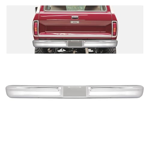KUAFU Rear Bumper Face Bar Chrome Compatible with 1973-1979 Ford F100 / F150 / F250 Styleside Bed / 1978-1979 Ford Bronco Silvery Bumper Steel