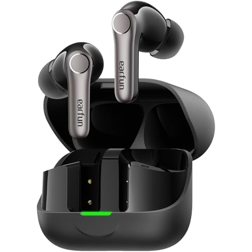 EarFun Air Pro 4+ Adaptive Noise Cancelling Wireless Earbuds, Qualcomm aptX Lossless, Snapdragon Sound, Dual Drivers, 6 Mics AI Clear Calls, Hi-Res Sound, LDAC, Bluetooth 6.0 Earbuds, 54H Pl