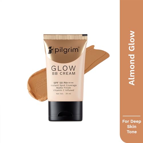 Pilgrim Almond Glow 3-In-1 Medium BB Cream SPF 50 PA++++ With Niacinamide, Hyaluronic Acid & Vit C For All Skin