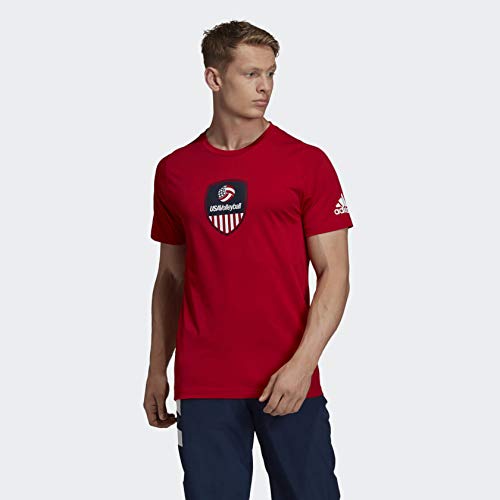 adidas Men's USA Volleyball Tee s Power Red/White/Collegiate Navy Medium
