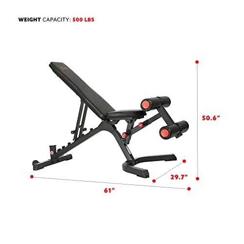 Image of Sunny Health & Fitness Adjustable Weight Bench for Home Gym Strength Training, Incline /Decline, Multi-Position, High Weight Capacity
