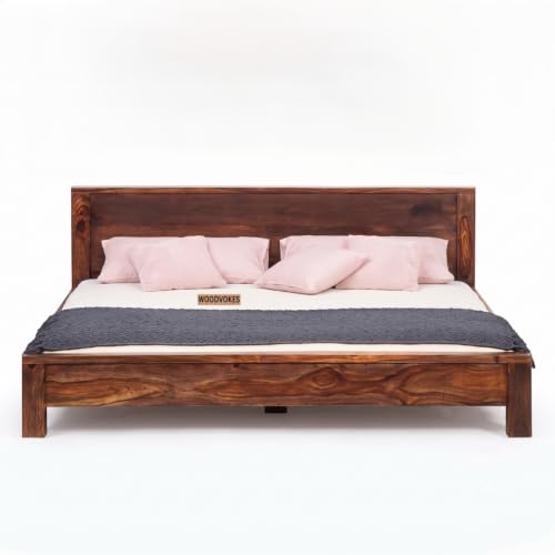Image of Solid Sheesham Wood Single Bed with Headboard & Footboard | Solid Wooden Cot for Bedroom, Hostel & PG | Modern Design Single Wooden Bed Frame (Mattress Not Included) (Walnut)