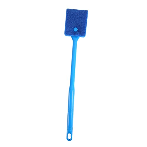 Fish Cleaning Brush Long Handle Double Sided Aquarium Sponge Algae Scrubber with Hanging Holes for Glass Aquariums (Blue)
