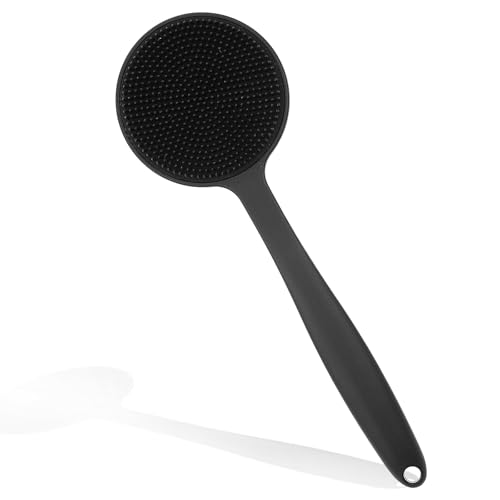 Dimeho Silicone Back Scrubber for Shower Bath Body Brush Exfoliating Shower Brush Short Handle Back Scrubber for Men Long Lasting Bath & Shower Accessories