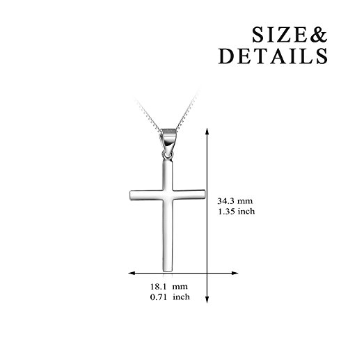 LUHE Cross Necklace Sterling Silver Simple Religious Crucifix Cross Pendant Necklace Jewelry Christmas Gifts for Women3